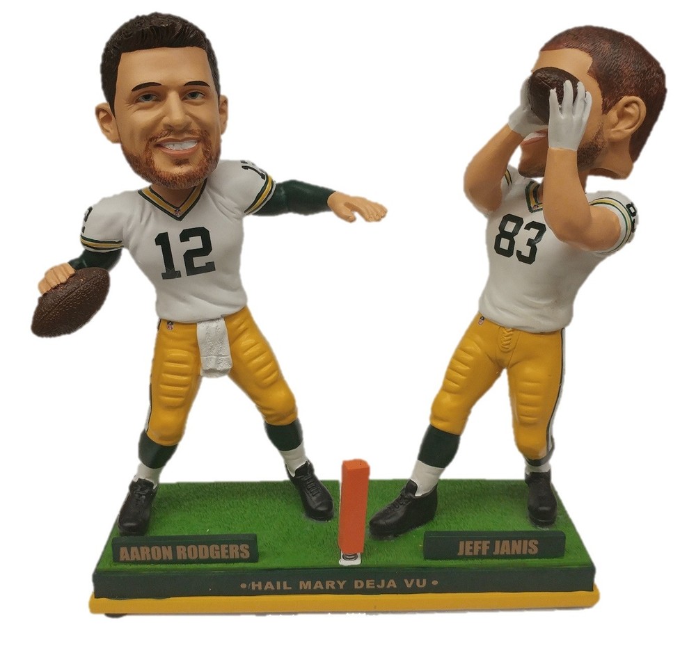 Aaron Rodgers and Jeff Janis Green Bay Packers Hail Mary Bobblehead Set-image