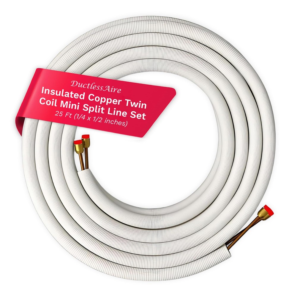 - Insulated Copper Twin Coil Mini Split Line Set - HVAC & AC Hose, Condensate...-image