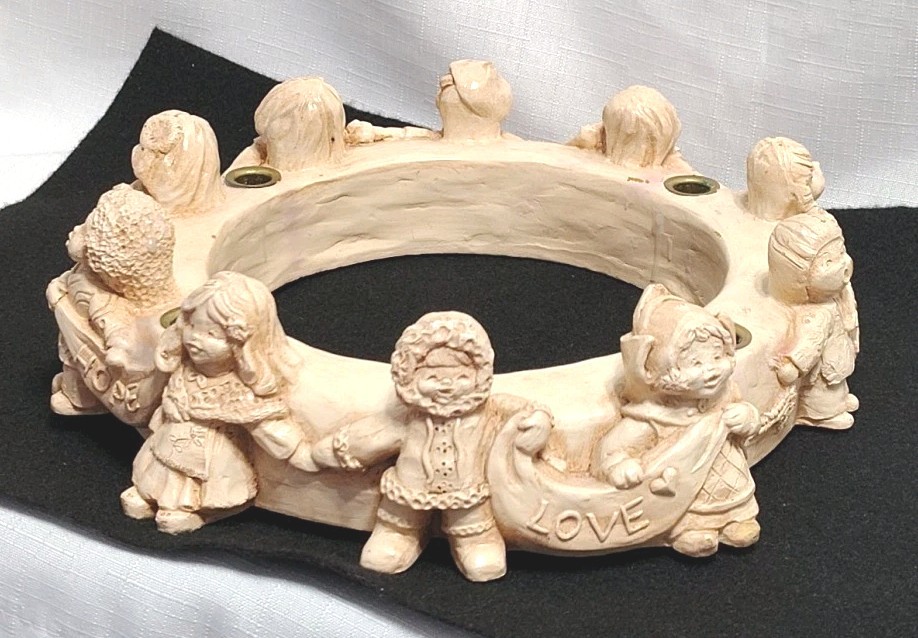 Abbey Press Children Of World Advent Wreath Candle Holder Love Joy Hope Peace-image