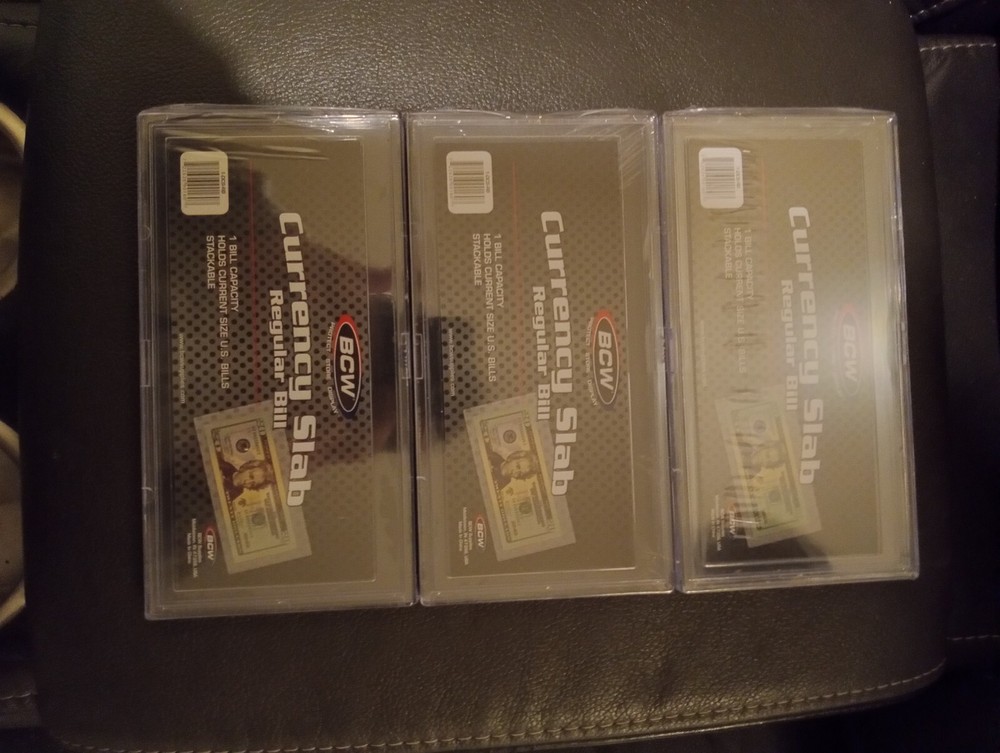 3 Pack BCW Deluxe Currency Slab Dollar Bill Case Regular Banknote Size Holder