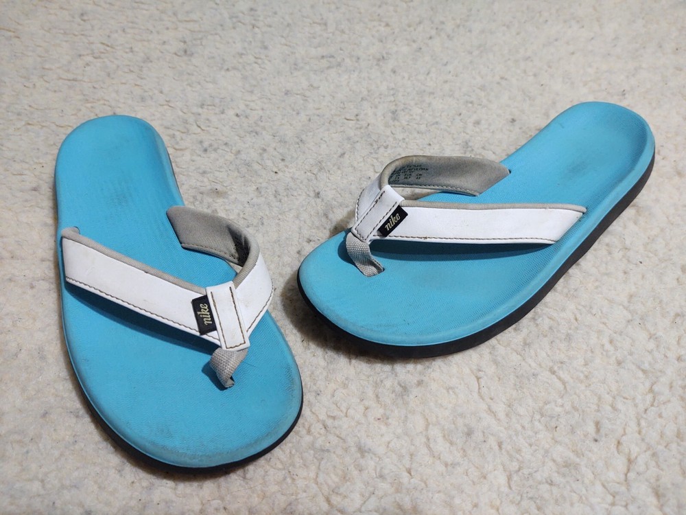 Nike AO3622-401 Flip Flops Thong Sandals White Blue Women's Size 6