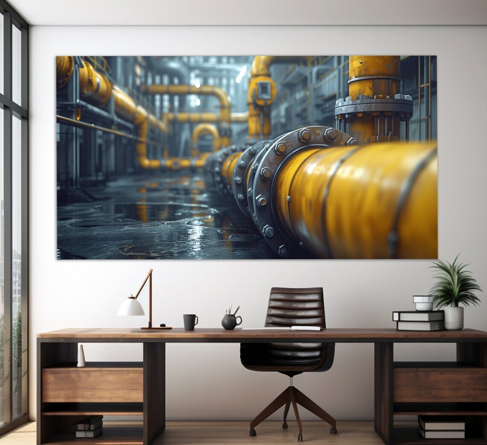 Abstract Industrial Factory Big Plant Unframed Canvas Print Australian Wall Art