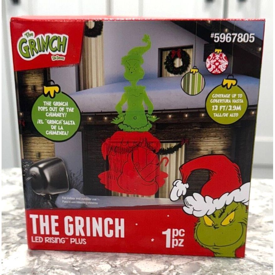 Grinch Lightshow Multi-Function Red Green LED Chimney Christmas Decor 5967805