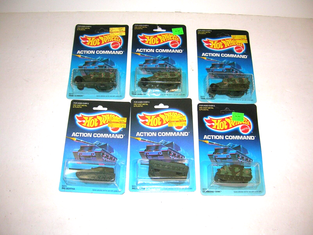 Vintage 1980s Hot Wheels Action Command New on Card Military Vehicles Tank Lot +
