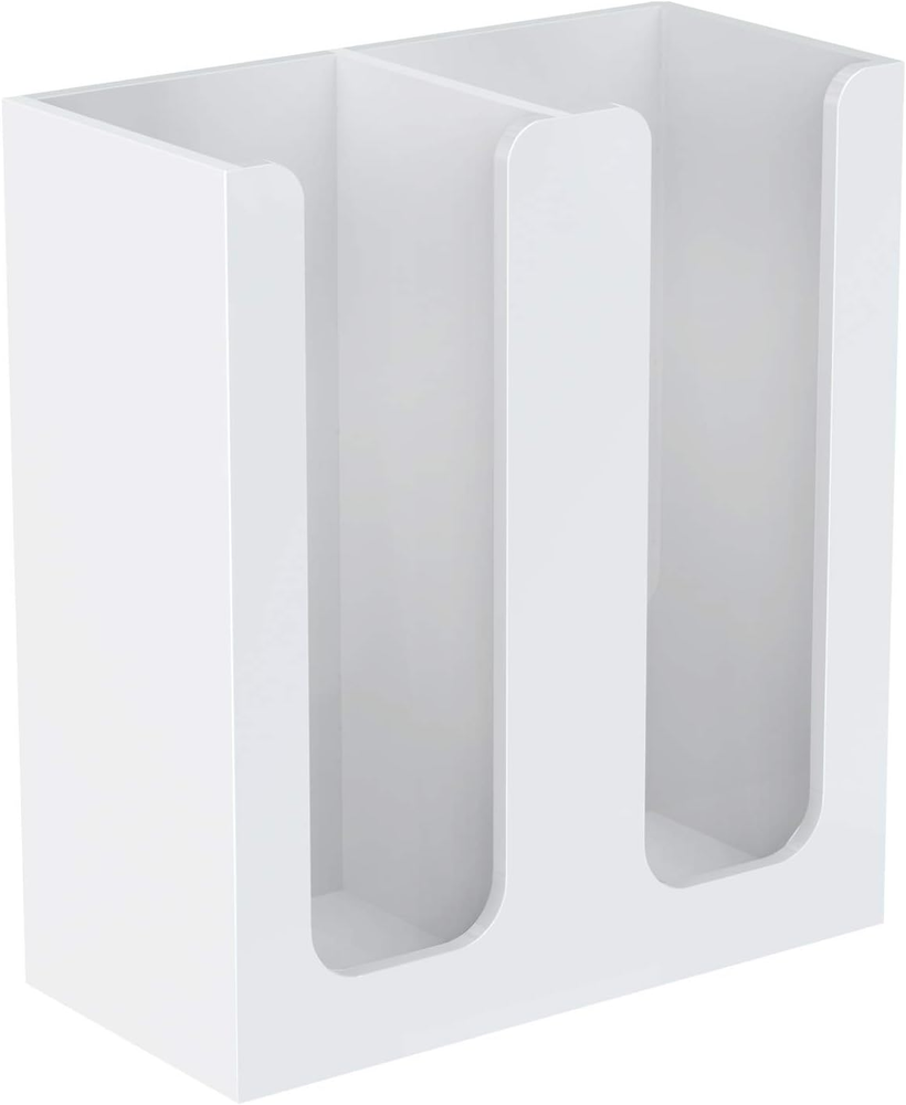 Acrylic Coffee Cup and Lid Storage Organizer Holder, 2 Compartments, White