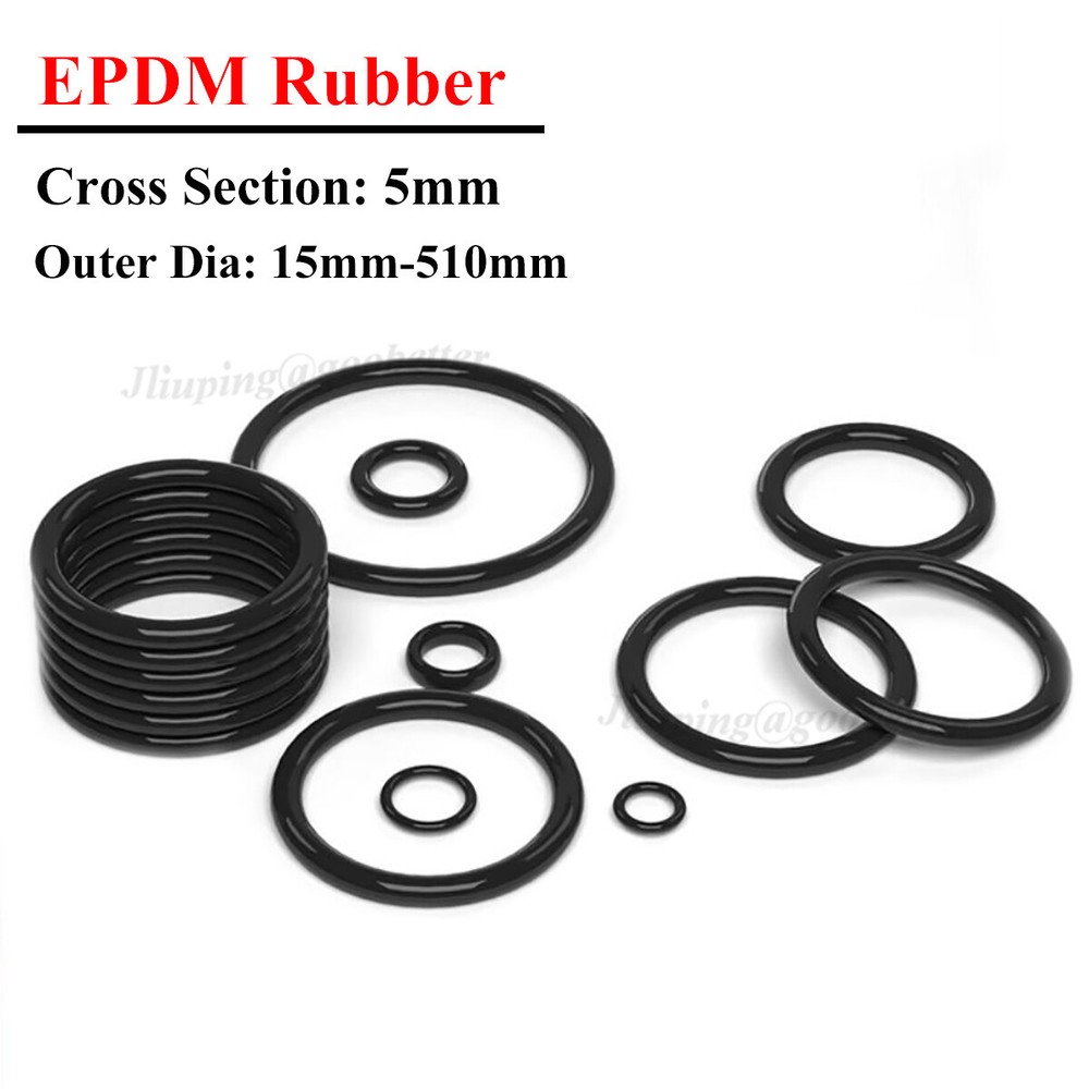 EPDM Rubber O Ring Seals 5mm Cross Section OD 15mm-510mm O-Ring Sealing Washer