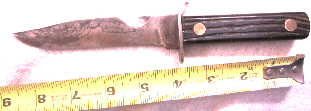 1 Boot Bowie Hunting Knife Fixed Blade Full Tang w  bottle opener VTG Military
