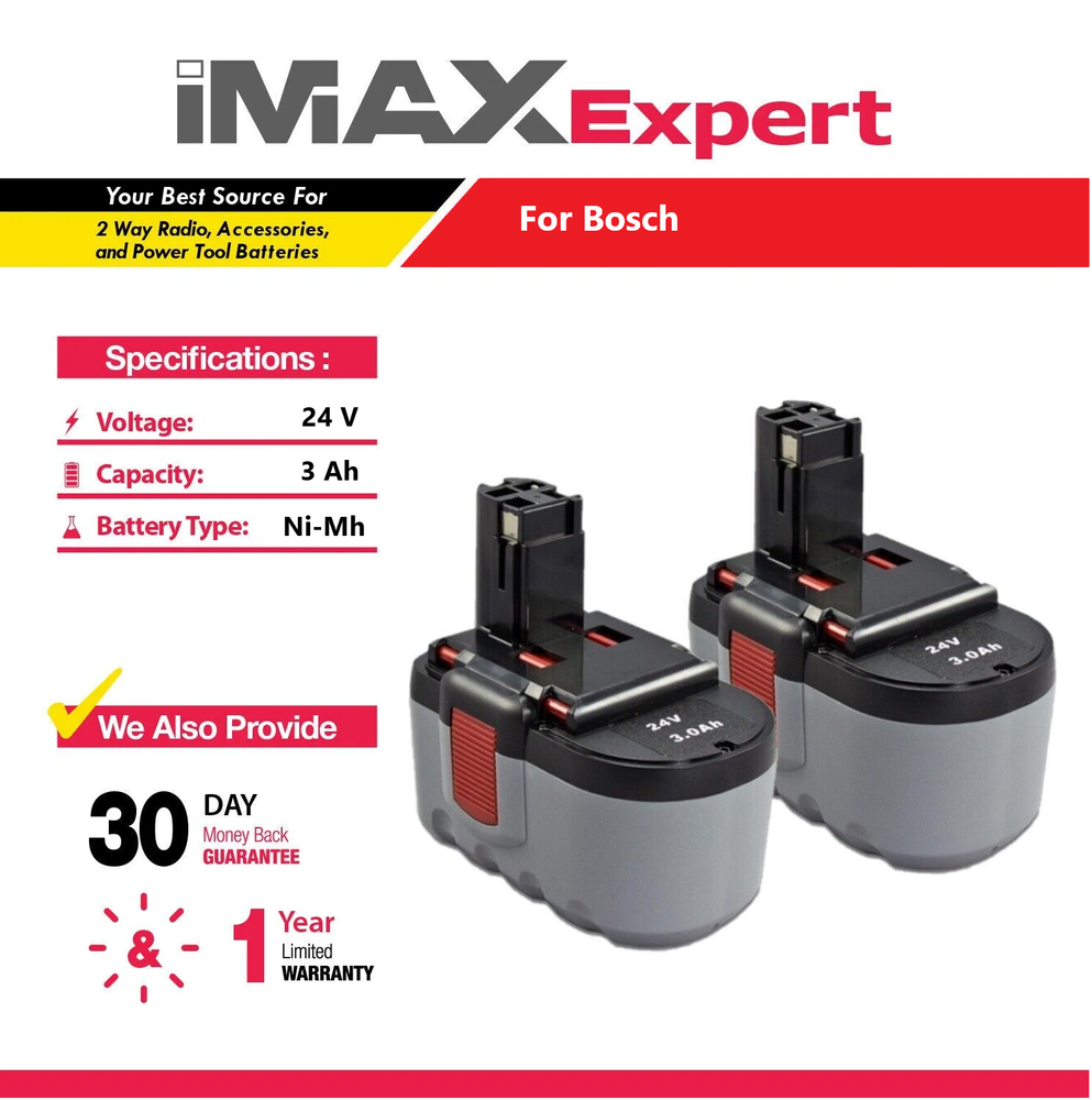 2x 24V 3Ah NiMh Battery for Bosch BAT030 BAT031 BAT240 BAT299