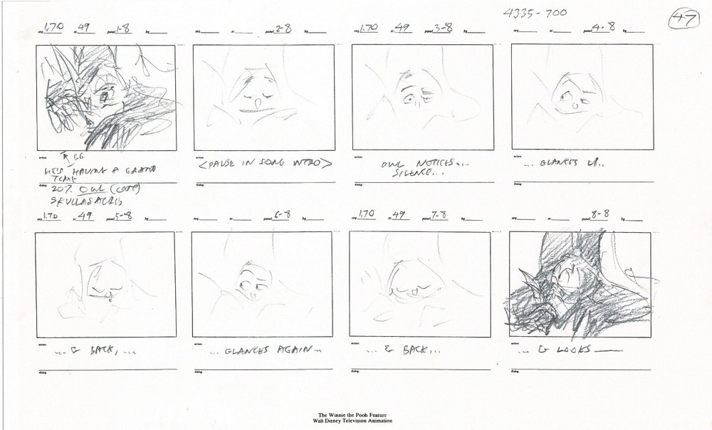 Winnie the Pooh Grand Adventure Disney Production Original SB Drawings 1997 4723