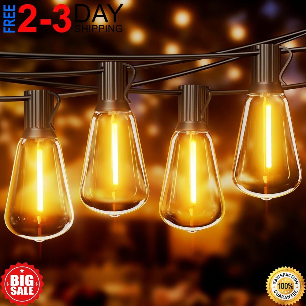 50FT LED Outdoor String Lights, Waterproof Patio Lights,Shatterproof ST38 Edison