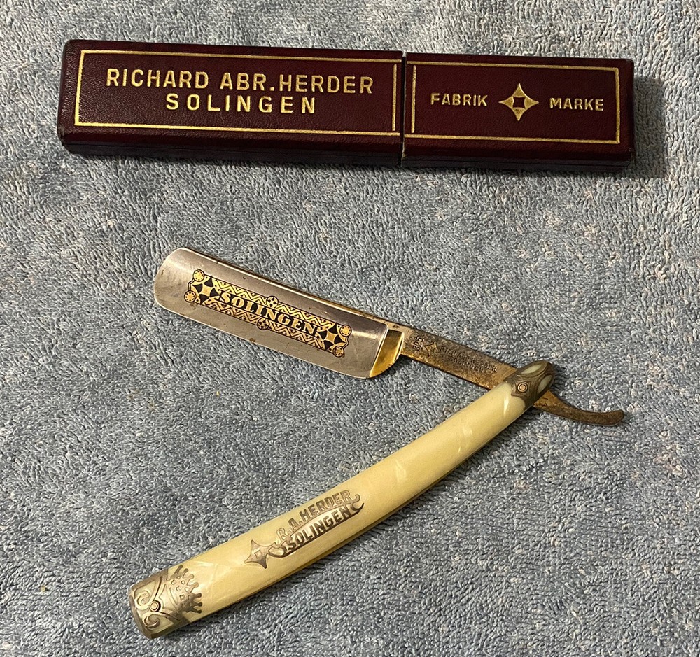Vintage RICHARD ABR. HERDER SOLINGEN GERMANY Straight Razor Fabrik Marke-image