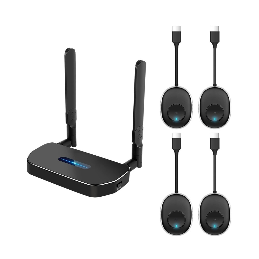 4K Wireless HDMI Transmitter and Receiver Kit with One Receiver and Four Transmitters
