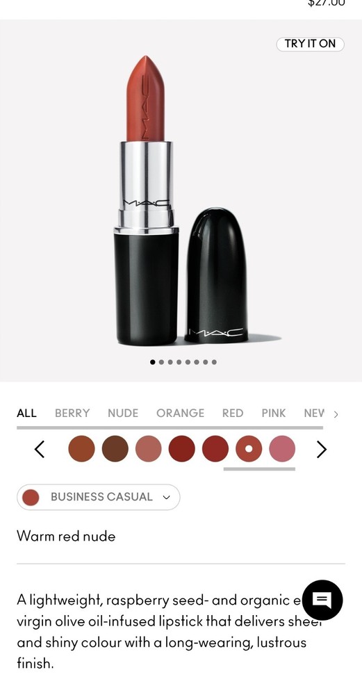 MAC Lustreglass Lipstick # 544 Business Casual 0.1 oz New