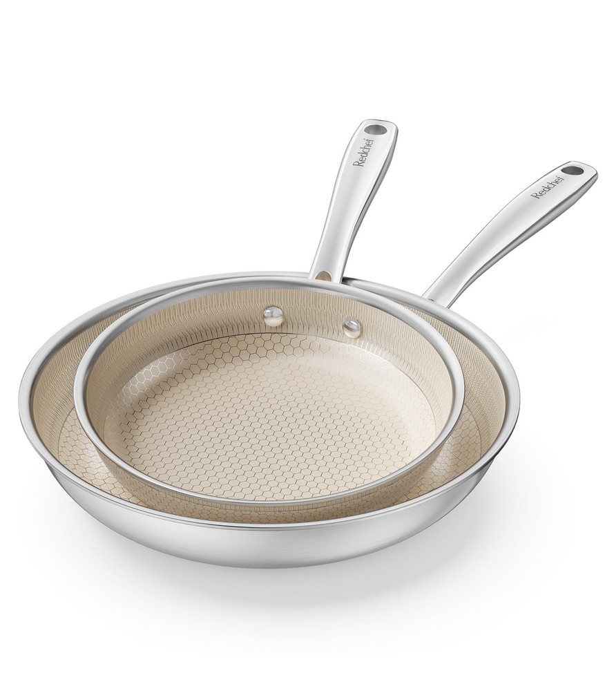 Non Stick Frying Pans Set, Hybrid Ceramic Frying Pan Set 2 Piece, 8, 10 Inch,...