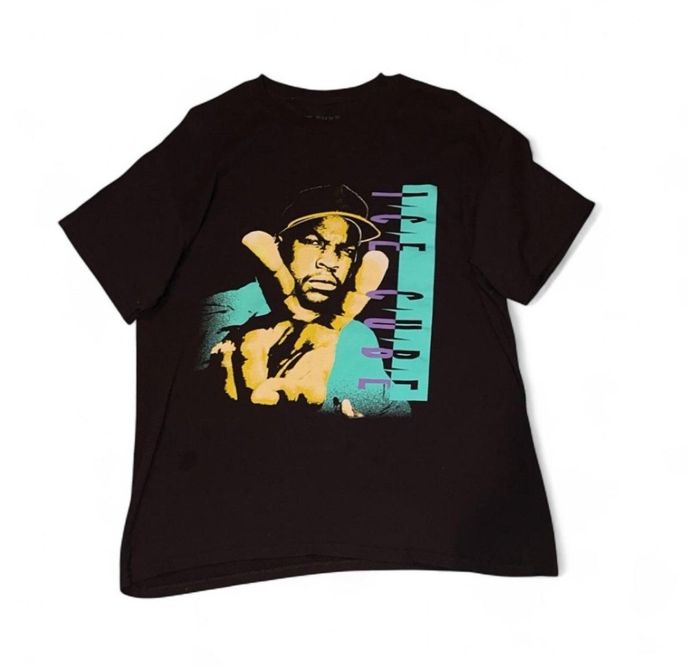 Ice Cube Black Graphic T-Shirt Hip Hop Rap Tee Y2K Streetwear Men’s Size L