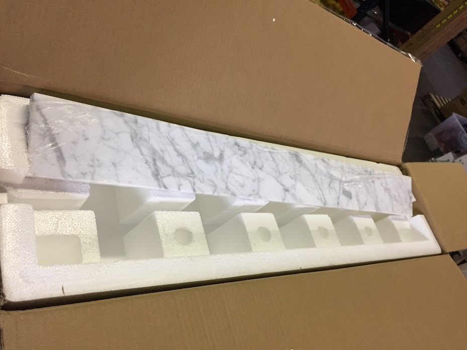 Timeless Home 36-Inch Carrara White Marble Vanity Backsplash