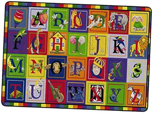 Colorful ABC Letter Blocks Kids Playroom Rug for Classroom Floor-image