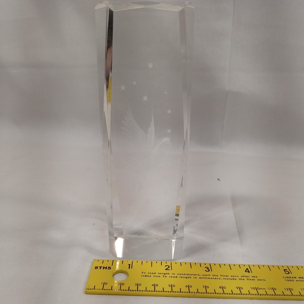 Clear Glass Paperweight Unicorns 6x2x2 Laser Etched 3D