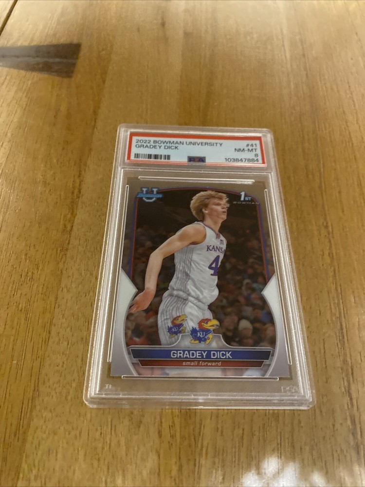 2022 BOWMAN CHROME UNIVERSITY #41 GRADEY DICK PSA 8 1ST ROOKIE CARD!