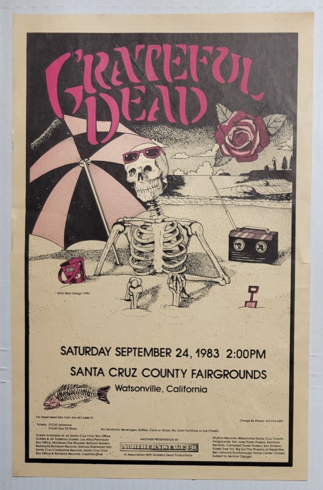Grateful Dead 09-24-83 Santa Cruz Concert Poster RARE 1983 ORIGINAL Not Fillmore