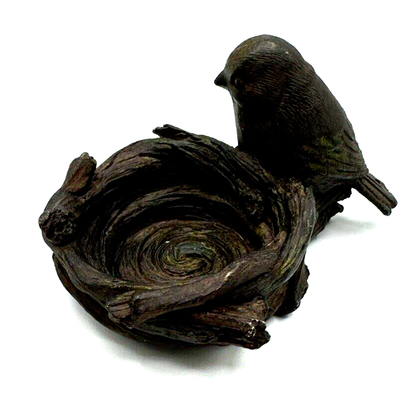 Resin Bird in Nest Decorative Figurine Dish Tealight Candle Holder