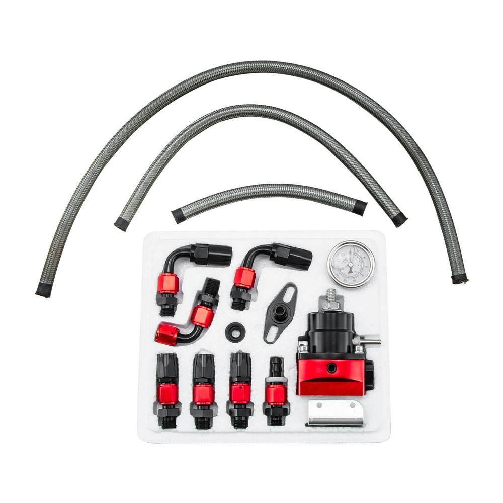 Fuel Pressure Regulator 6AN EFI Bypass Return Adjustable 30-70psi Black Red