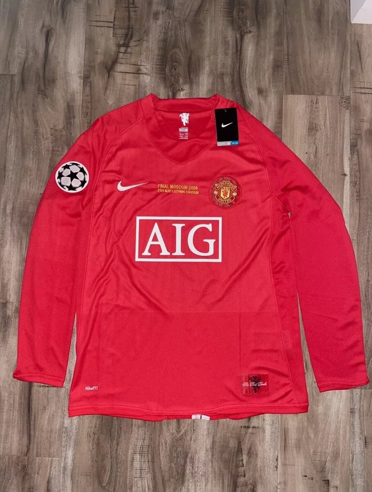 Ronaldo #7 Manchester United 2008 UCL Long Sleeve Home Red Retro Jersey Medium