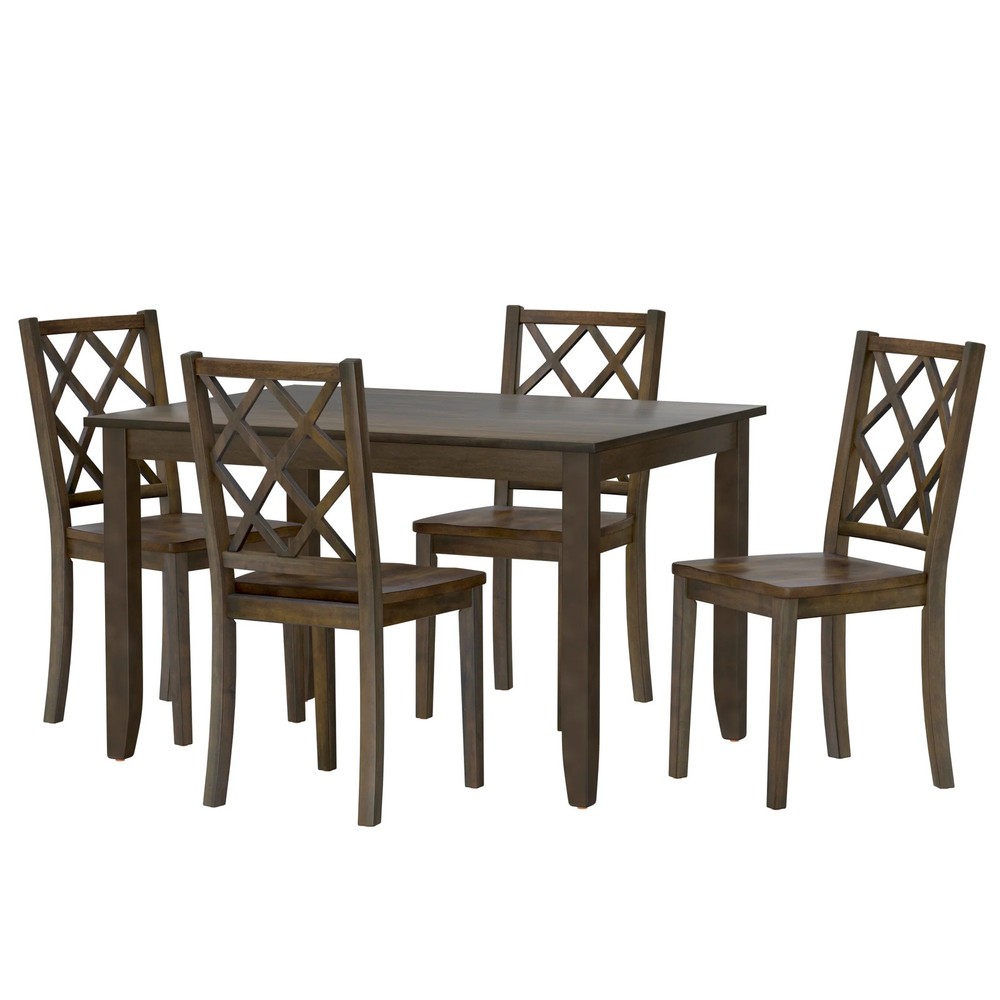 Velvety Brown 5-Piece Dining Set in Durable Engineered Wood