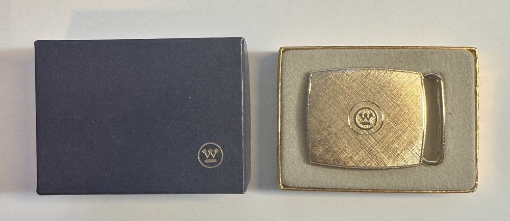 Vintage Westinghouse Engraved 10 Year Belt Buckle Mint in Original Box w/ Logo