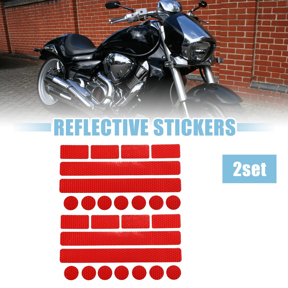 2 Set Reflective Safety Warning Strip Tape Sticker for Vehicle Motorcycle Red