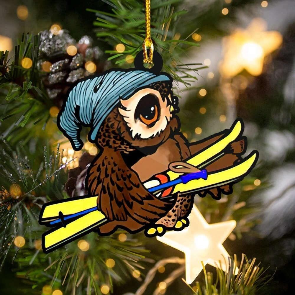 Owl Christmas Ornament  Owl Skiing Christmas Ornament  Skiing Ornament Xmas Gift