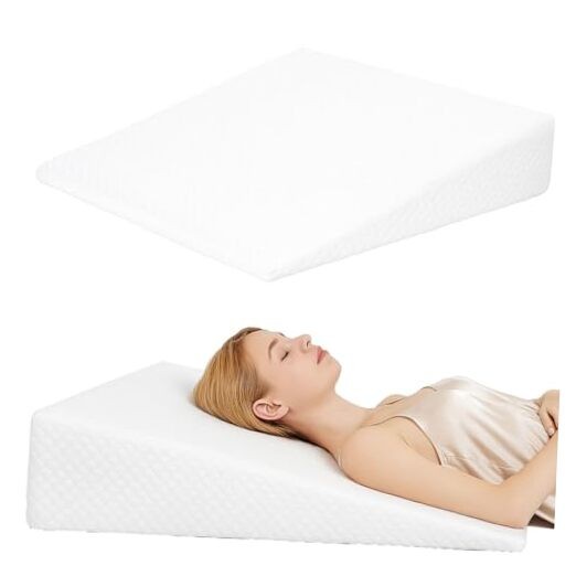 Wedge Pillow, Bed Wedge Pillows for Sleeping, Snoring, Back 7.5in White