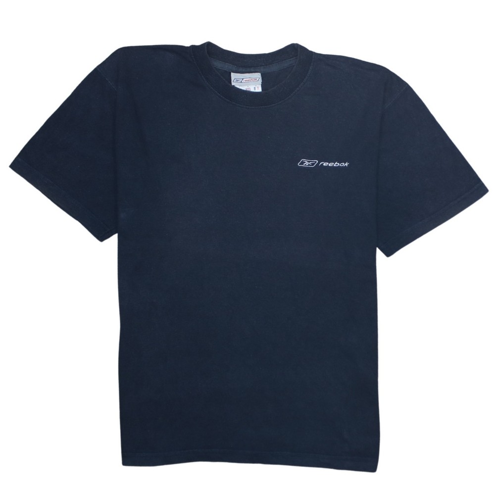Reebok Mens T Shirt Navy Blue Cotton Knit Crew Neck Embroidered Sports Logo S