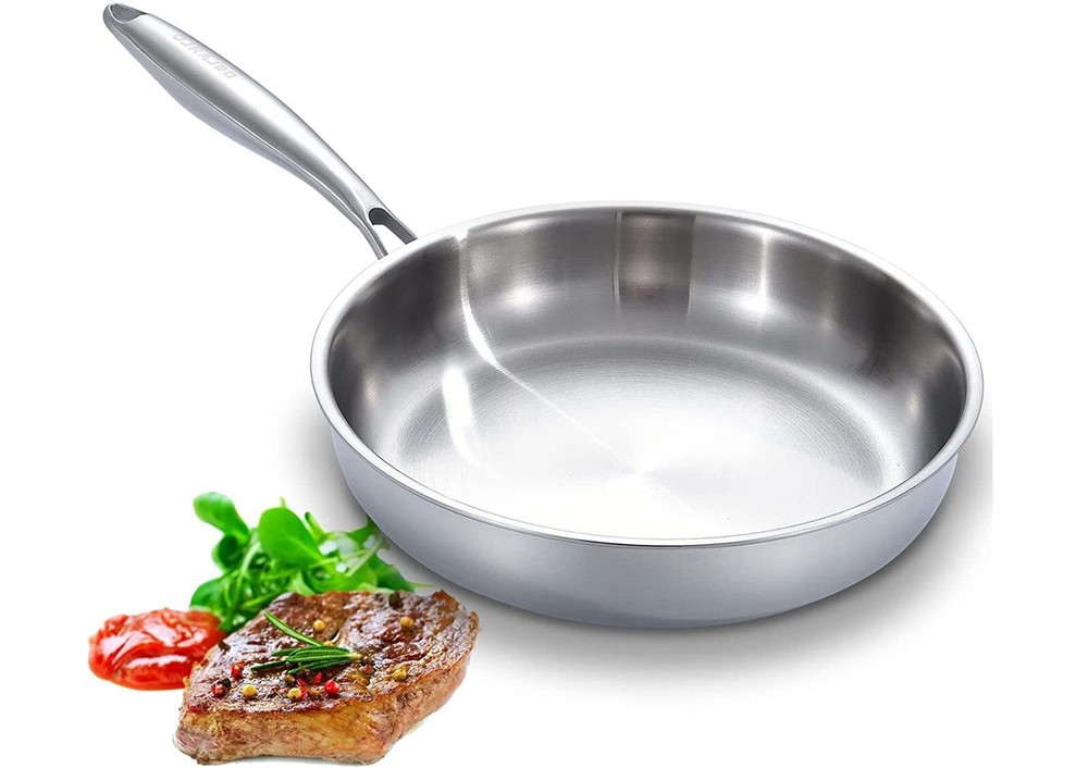 Full Clad Tri-Ply Stainless Steel Frying Pan, 10 inch Pan, All Stove Compatib...