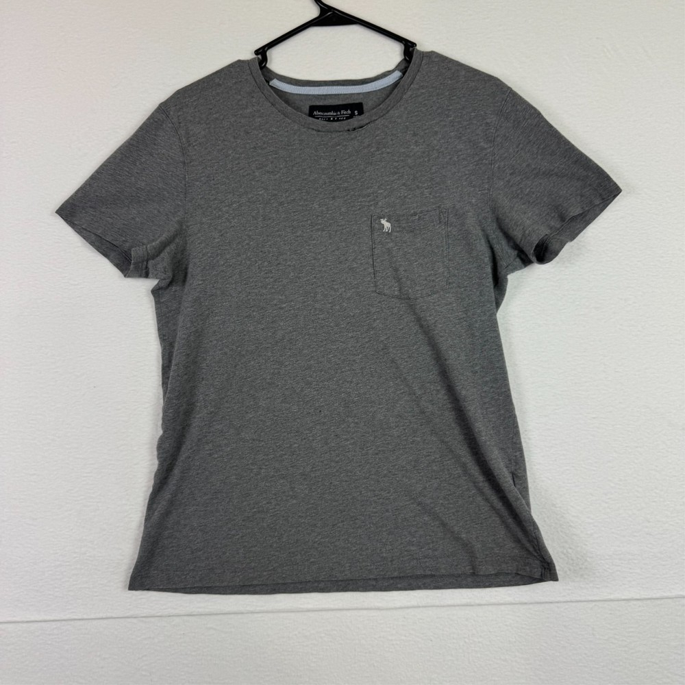 Abercrombie & Fitch T Shirt Mens Small Soft Gray Short Sleeve Pocket Logo-image