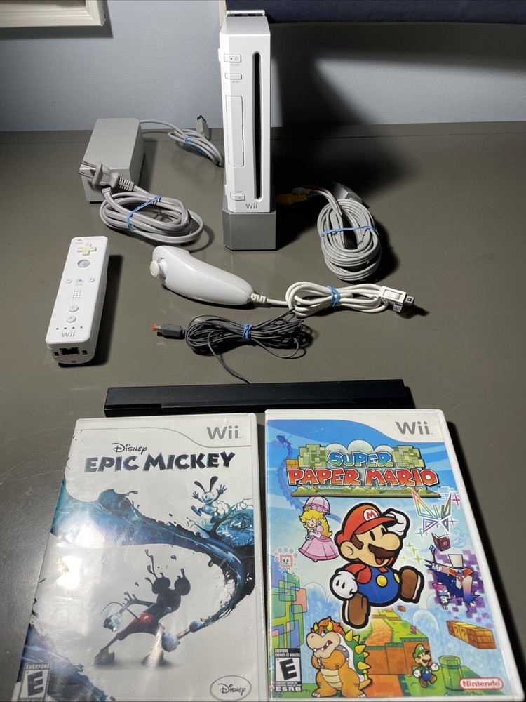 Nintendo Wii Console Bundle with Epic Mickey and Super Paper Mario Games