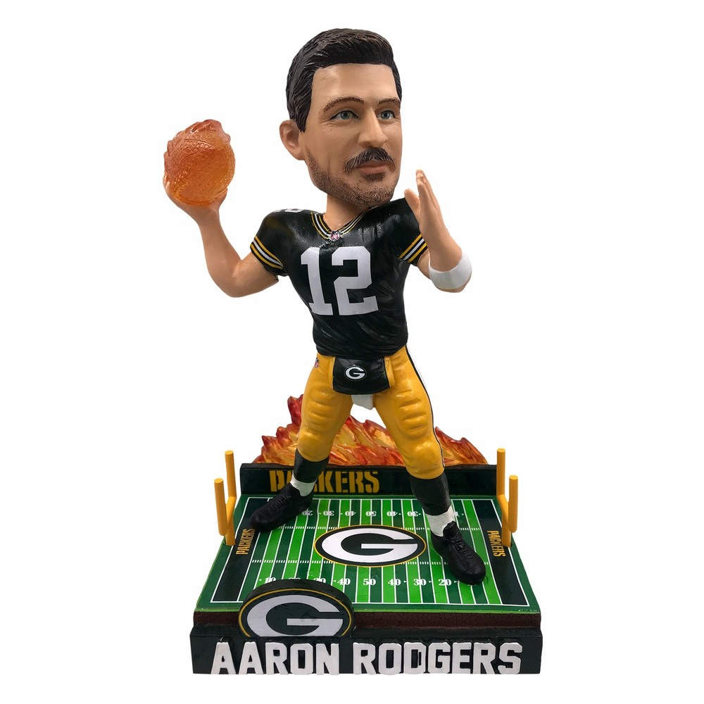 Aaron Rodgers Green Bay Packers Flaming Bobblehead NFL Collectible-image