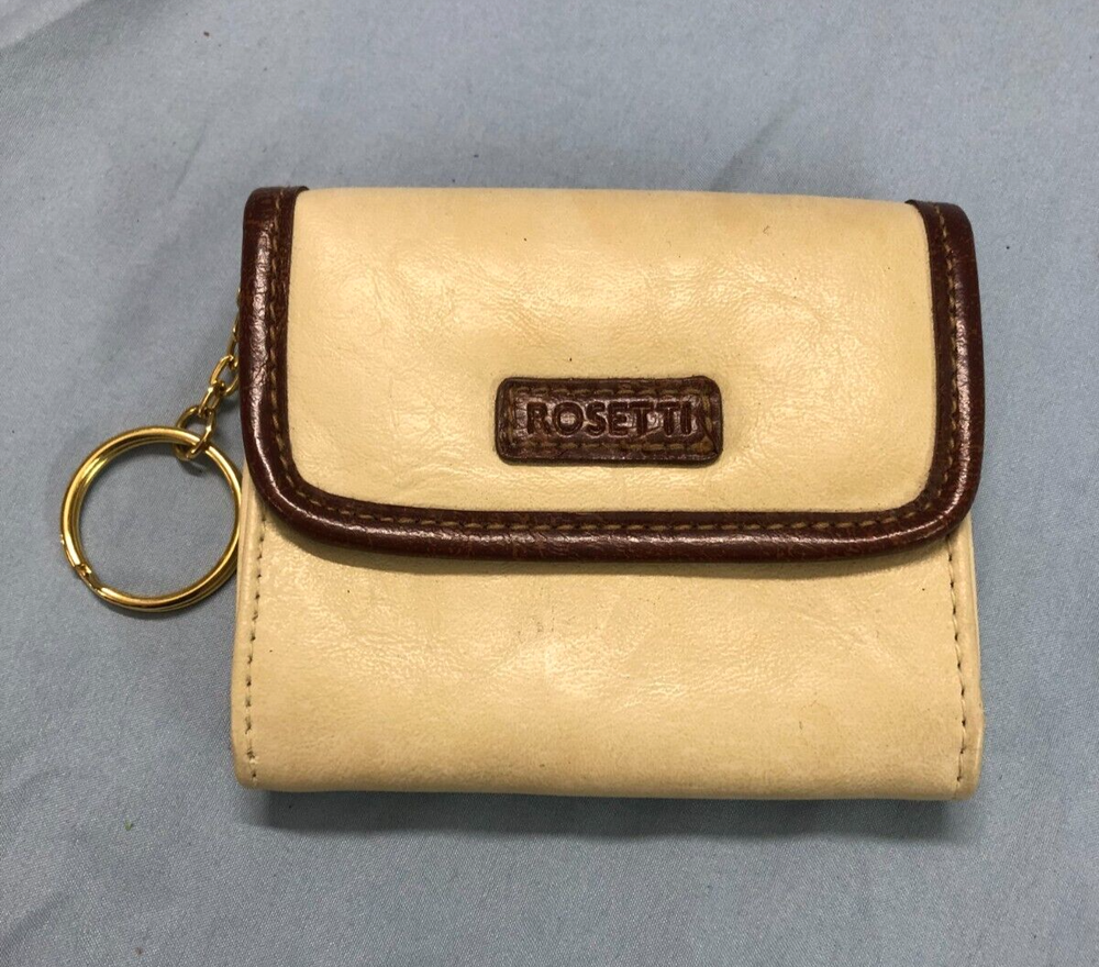 ROSSTTI Ivory Leather Snap Keychain Mini Wallet with Card Holder