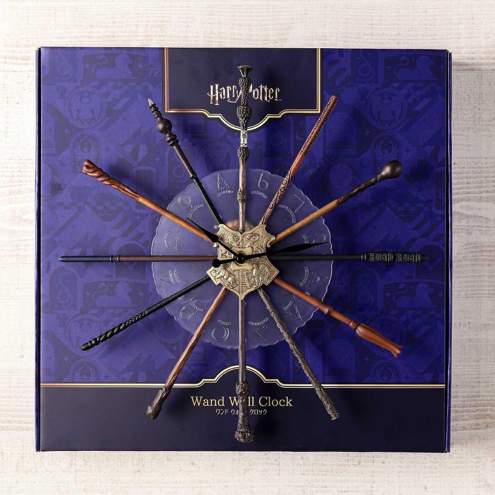 Harry Potter Wand Wall Clock with 12 Official Hogwarts Wands Includes AA Battery-image
