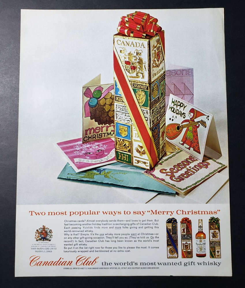 1962 Canadian Club Whiskey Christmas Gift Box Ad Vintage Holiday Decor-image