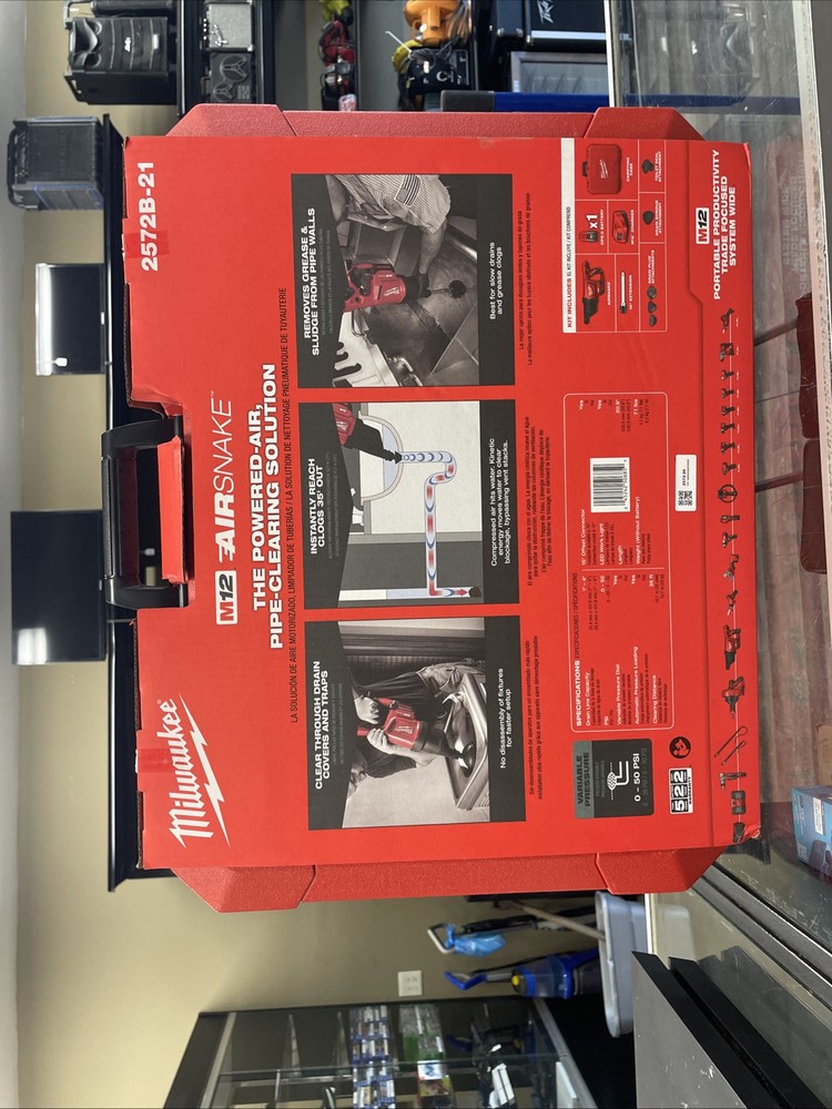 Milwaukee M12 12V Lithium Cordless Drain Cleaning Airsnake Air Gun Kit 257B-21