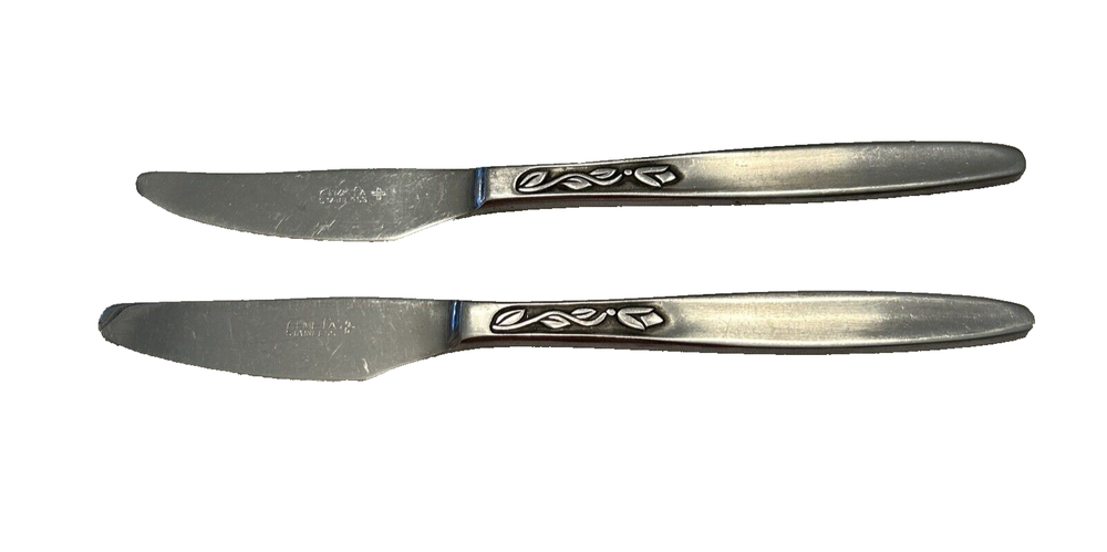 Vtg Amefa Tulip Time Stainless Dinner Knife Holland Serrated 8 1/4