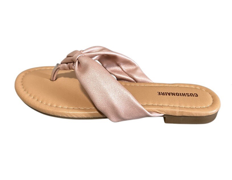 CUSHIONAIRE Women's Quaid knot thong sandal +Comfort Foam Rose Gold Sz 6 M