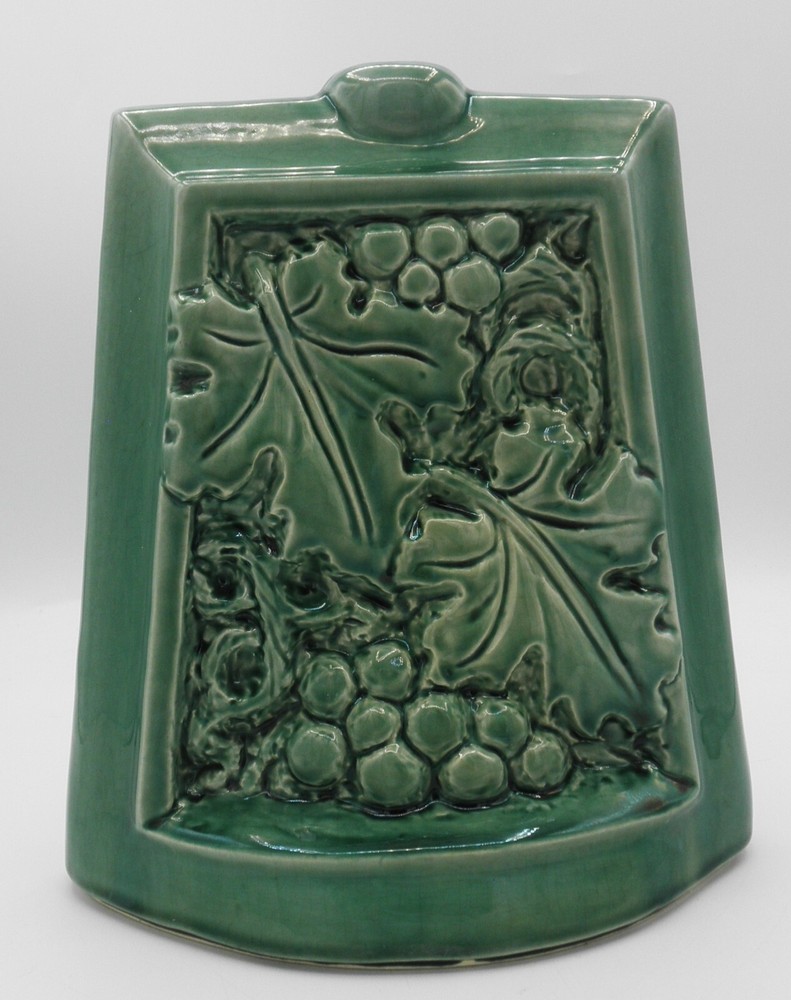 VTG Ceramic Pottery Lamp Base Embossed Green Grape Leaf Design BASE ONLY Parts