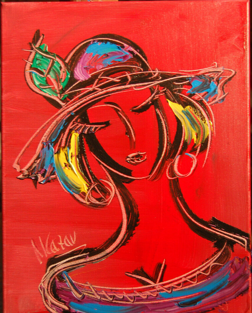 RED GIRL   ABSTRACT BY MARK KAZAV - ORIGINAL OIL PAINTING ABSTRACT MODERN ART