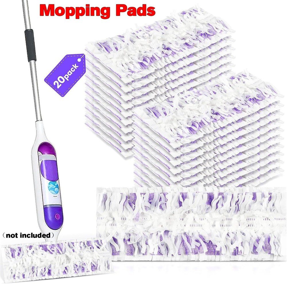 20-Pack Disposable Wet Floor Mopping Pad Refills with Scrubbing Strips