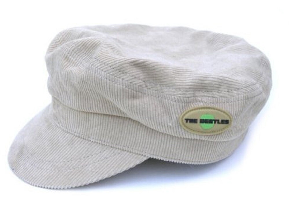 Official Retro Beige Cord Hat with Beatles Help Apple Logo Badge Size X-Large