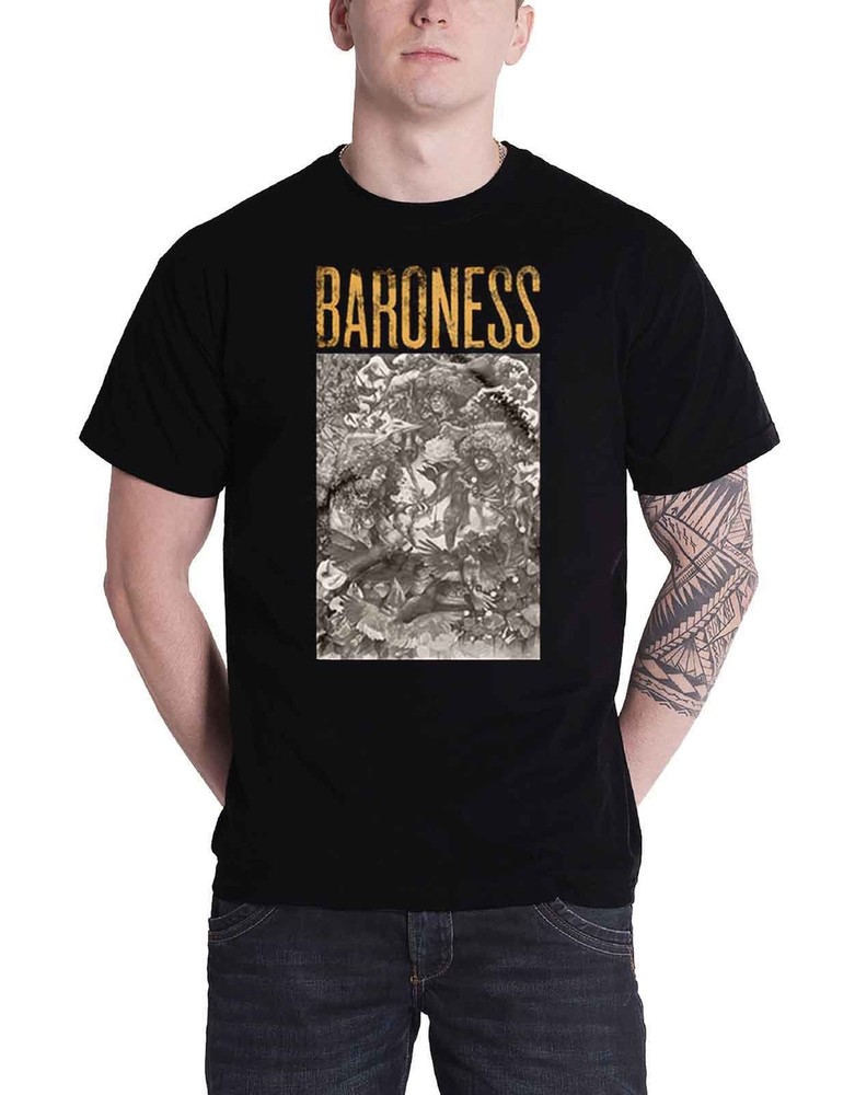 Baroness Gold Grey Band Logo Official Men’s Black T-Shirt