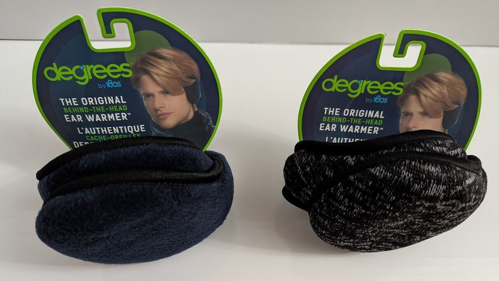 2 Degrees by 180s  Fleece Behind-the-Head Ear Muffs Charcoal Heather & Navy Blue