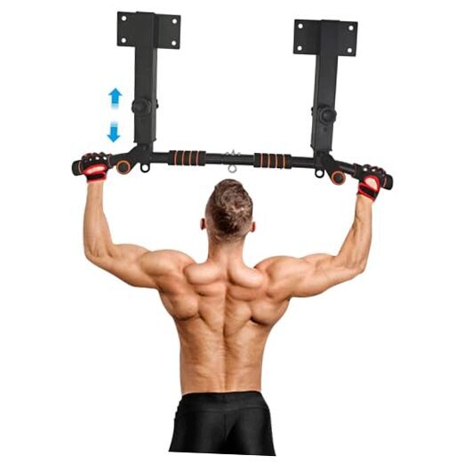 Wall Mounted Pull Up Bar and Dip Station, Heavy Duty Wall Joist Mounted Style